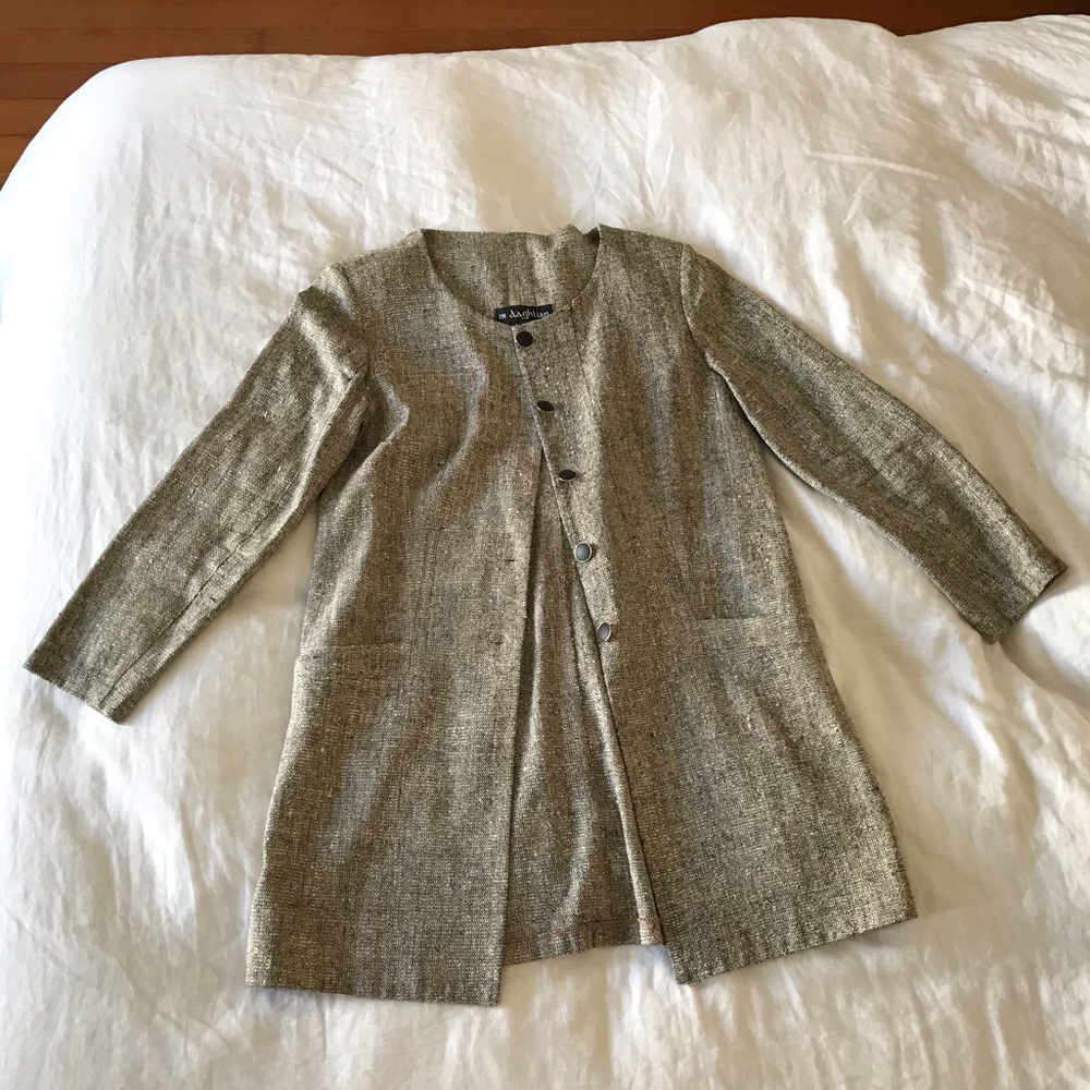 Vintage raw silk tweed car coat